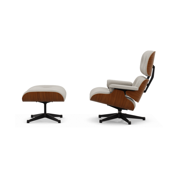 Eames Lounge Chair & Ottoman new dimension, 01 Ivory-pearl-31 valnøtt natural-pol. steel-black Vitra