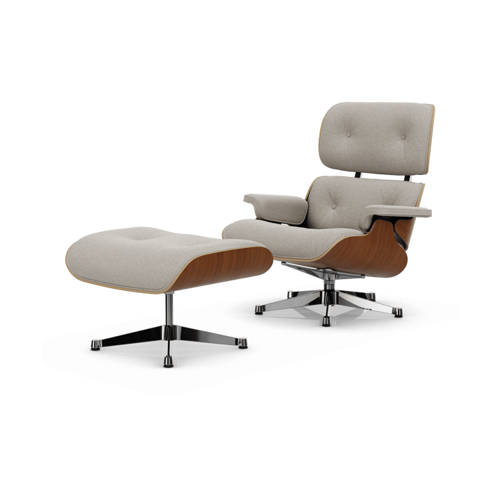 Eames Lounge Chair & Ottoman new dimension - 01 Ivory-pearl-31 valnøtt natural-pol. steel - Vitra