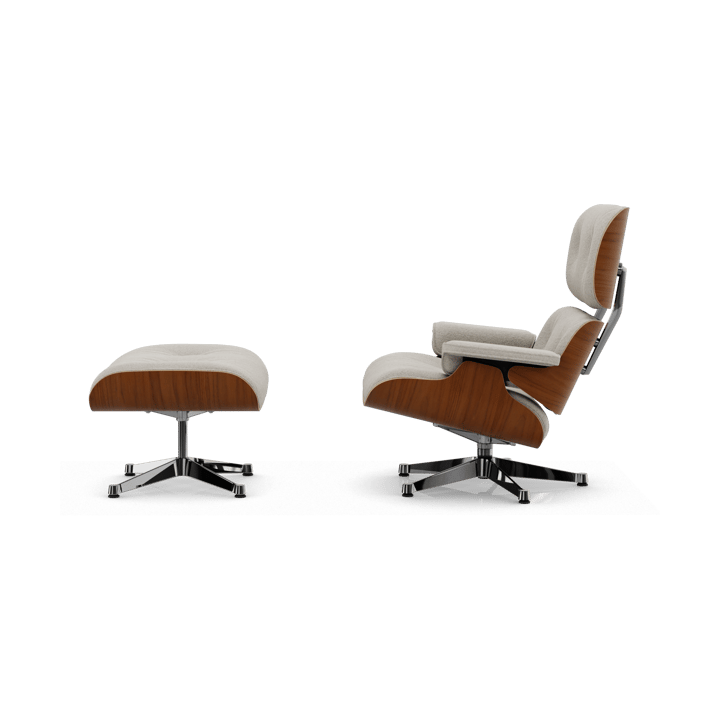 Eames Lounge Chair & Ottoman new dimension, 01 Ivory-pearl-31 valnøtt natural-pol. steel Vitra