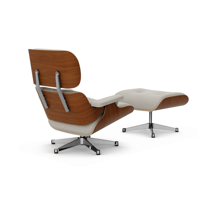 Eames Lounge Chair & Ottoman new dimension, 01 Ivory-pearl-31 valnøtt natural-pol. steel Vitra