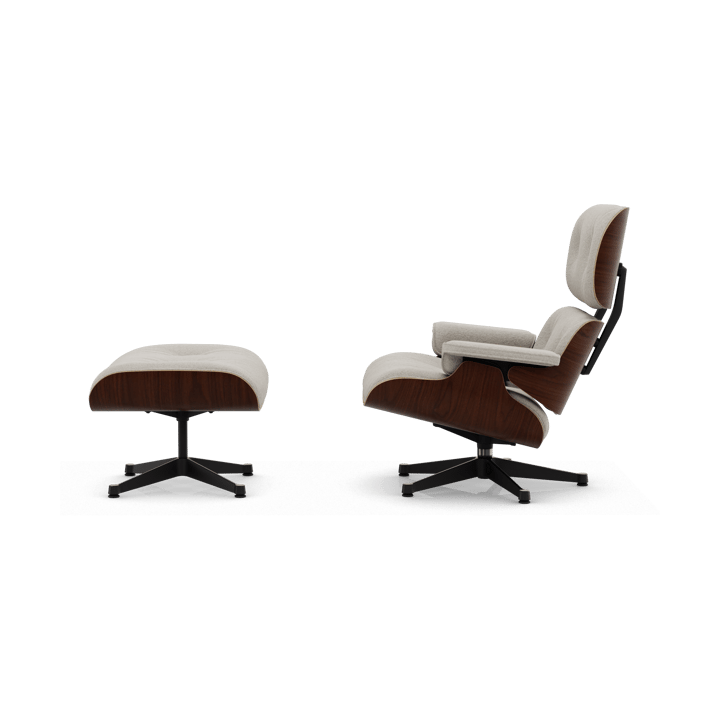 Eames Lounge Chair & Ottoman new dimension, 01 Ivory-pearl-32 valnøtt mørk-pol. stål-black Vitra
