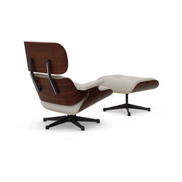 Eames Lounge Chair & Ottoman new dimension - 01 Ivory-pearl-32 valnøtt mørk-pol. stål-black - Vitra