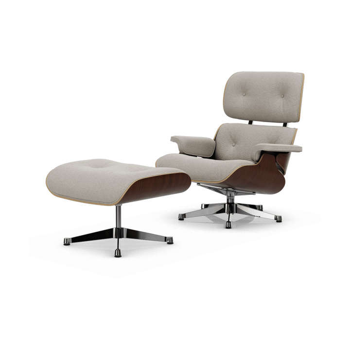 Eames Lounge Chair & Ottoman new dimension - 01 Ivory-pearl-32 valnøtt mørk-pol. stål - Vitra