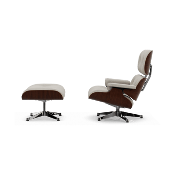 Eames Lounge Chair & Ottoman new dimension - 01 Ivory-pearl-32 valnøtt mørk-pol. stål - Vitra
