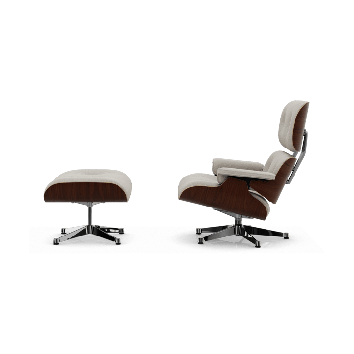 Eames Lounge Chair & Ottoman new dimension, 01 Ivory-pearl-32 valnøtt mørk-pol. stål Vitra