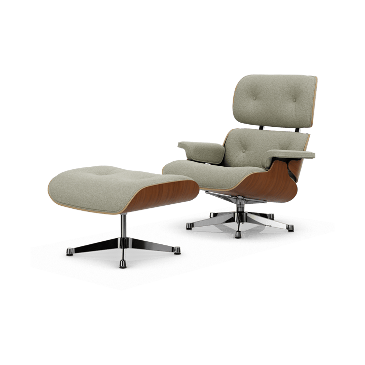 Eames Lounge Chair & Ottoman new dimension - 03 Cream-sand-31 valnøtt natural-pol. steel - Vitra