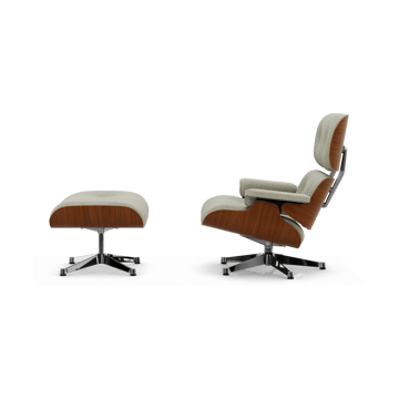 Eames Lounge Chair & Ottoman new dimension - 03 Cream-sand-31 valnøtt natural-pol. steel - Vitra