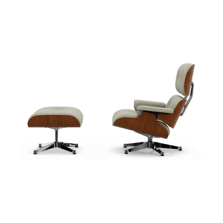 Eames Lounge Chair & Ottoman new dimension, 03 Cream-sand-31 valnøtt natural-pol. steel Vitra