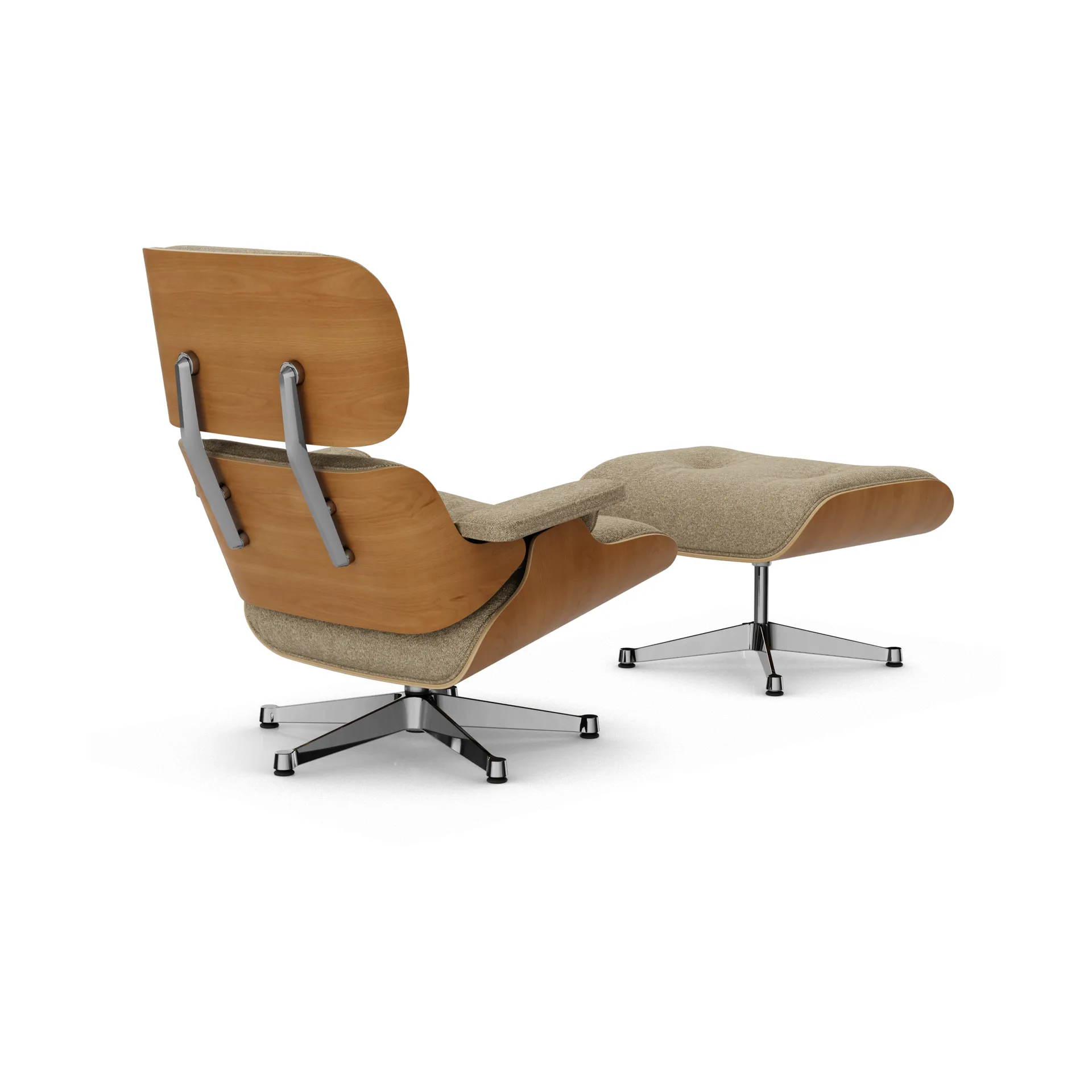 Eames Lounge Chair & Ottoman new dimension, 04 Bamboo-terra-28 cherry natural-pol. steel Vitra