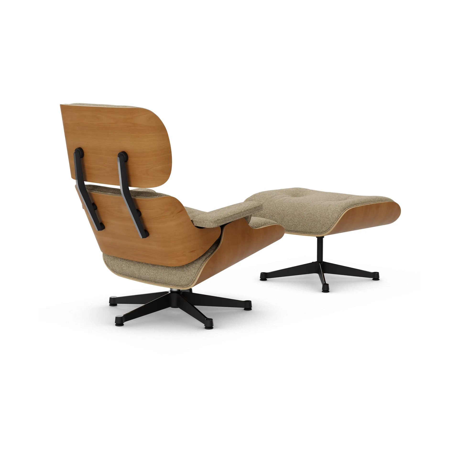 Eames Lounge Chair & Ottoman new dimension, 04 Bamboo-terra-28 kirsebær natural-pol. steel-black Vitra