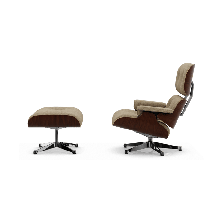 Eames Lounge Chair & Ottoman new dimension, 04 Bamboo-terra-32 valnøtt mørk-pol. stål Vitra