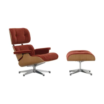 Eames Lounge Chair & Ottoman new dimension - 07 Brandy-28 cherry natural-pol. steel - Vitra