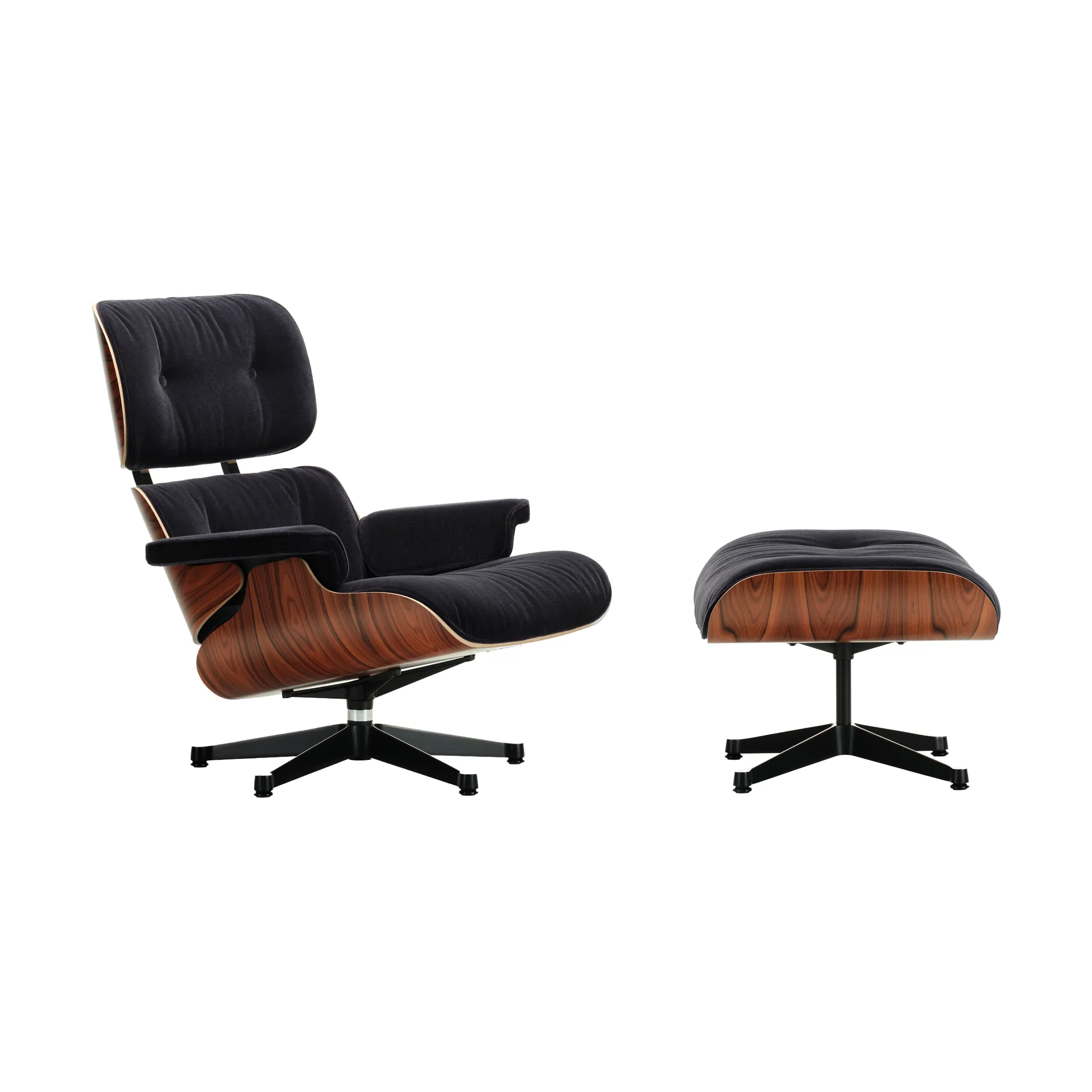 Eames Lounge Chair & Ottoman new dimension, 08 Dark Anthracite-05 santos palis.-pol.steel-black Vitra