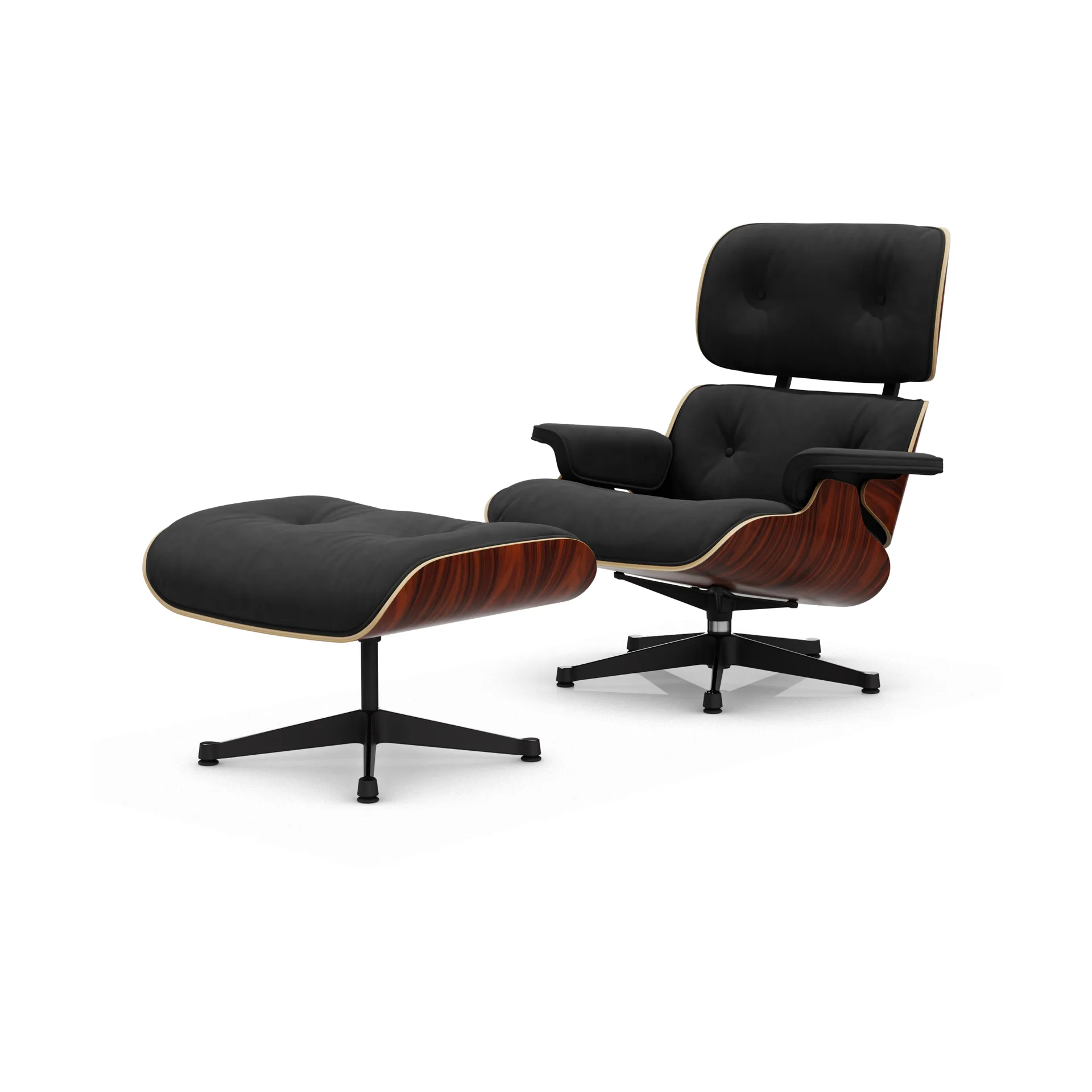 Eames Lounge Chair & Ottoman new dimension, 08 Dark Anthracite-05 santos palis.-pol.steel-black Vitra