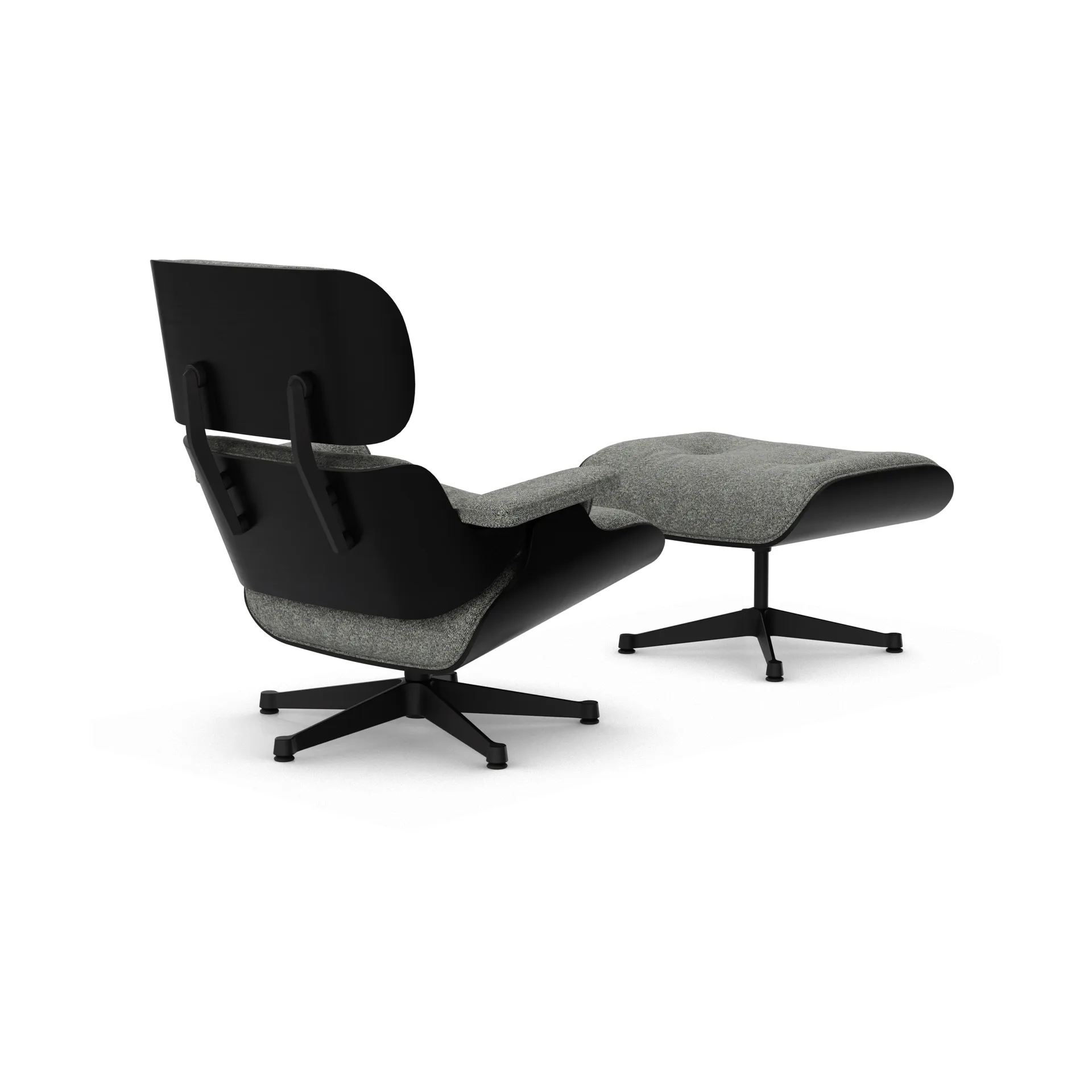 Eames Lounge Chair & Ottoman new dimension, 10 Salt'n pepper-27 kastanj svart-svart stål Vitra