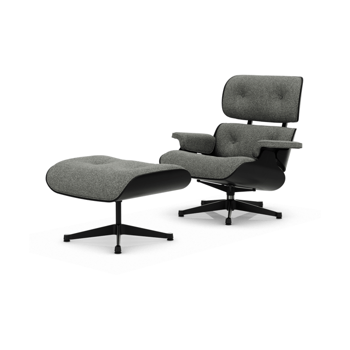Eames Lounge Chair & Ottoman new dimension - 10 Salt'n pepper-27 kastanje svart-pol.steel-svart - Vitra