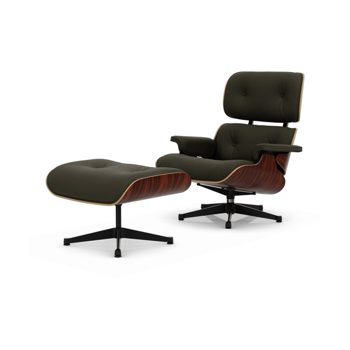 Eames Lounge Chair & Ottoman new dimension - 58 Khaki-05 santos palisander-pol. steel-black - Vitra