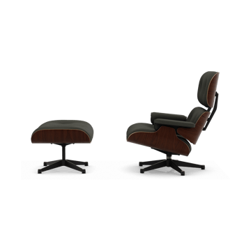 Eames Lounge Chair & Ottoman new dimension - 61 Umbra grey-32 valnøtt dark-pol. steel-black - Vitra
