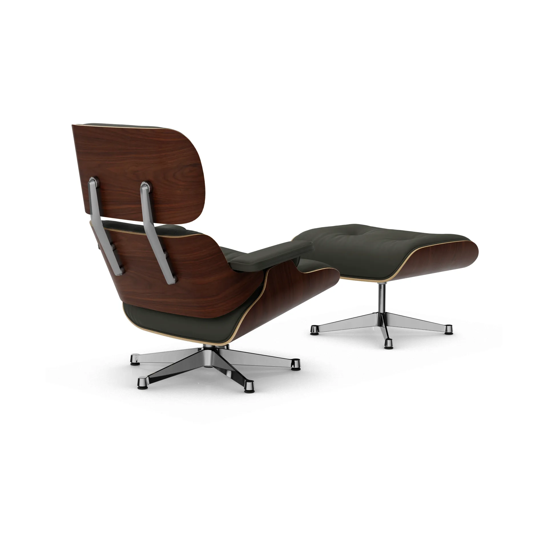 Eames Lounge Chair & Ottoman new dimension, 61 Umbra grey-32 walnut dark-pol. steel Vitra
