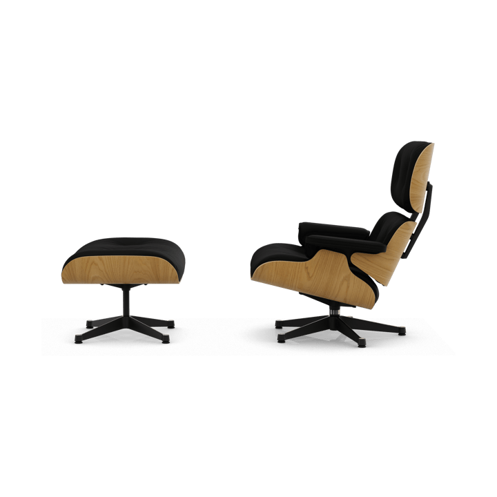 Eames Lounge Chair & Ottoman new dimension, 66 Nero-26 kastanje natural-pol. steel-black Vitra