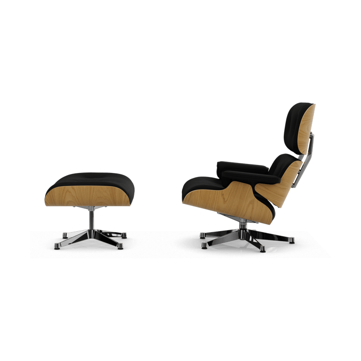 Eames Lounge Chair & Ottoman new dimension, 66 Nero-26 kastanje natural-pol. steel Vitra