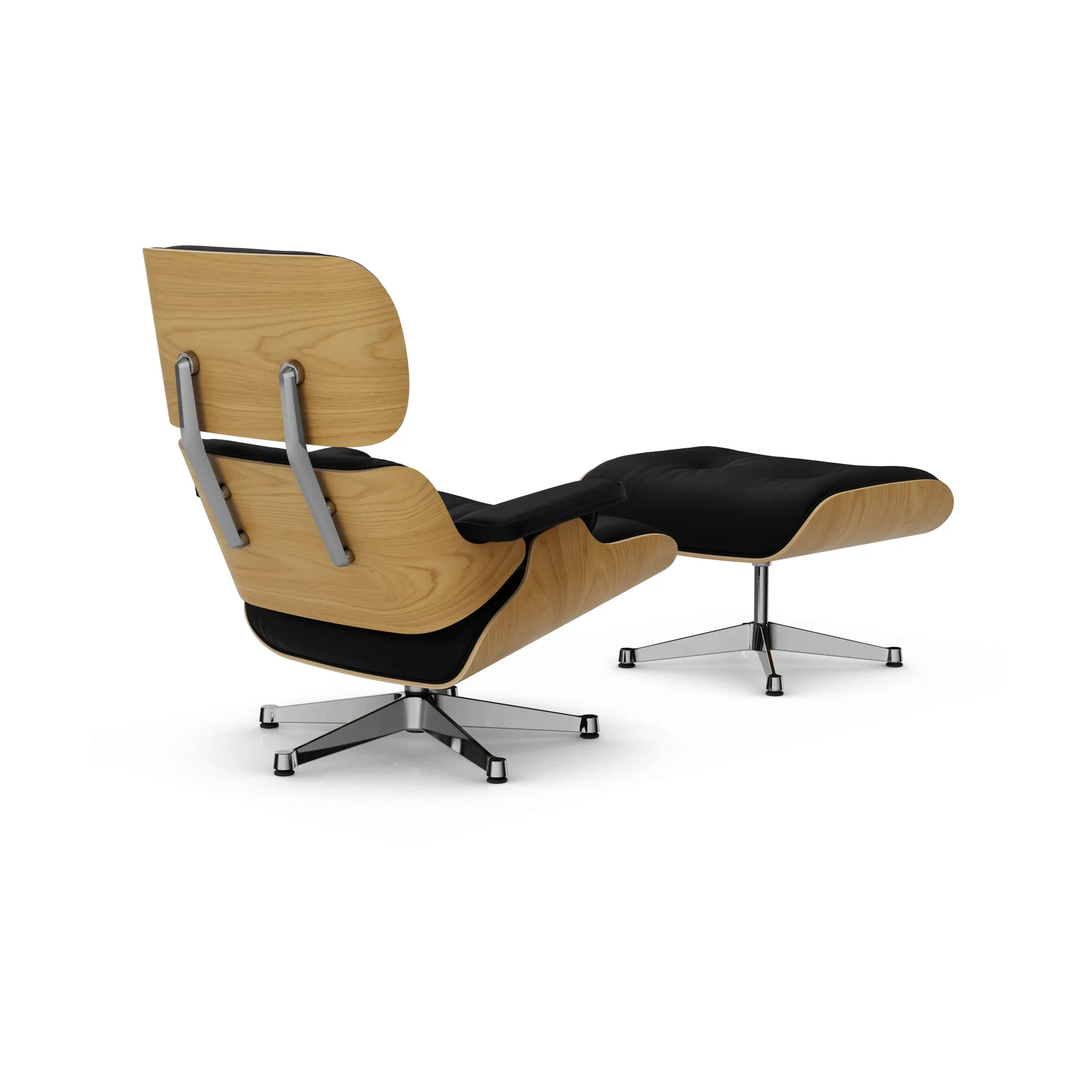 Eames Lounge Chair & Ottoman new dimension, 66 Nero-26 kastanje natural-pol. steel Vitra