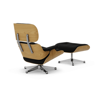 Eames Lounge Chair & Ottoman new dimension - 66 Nero-26 kastanje natural-pol. steel - Vitra