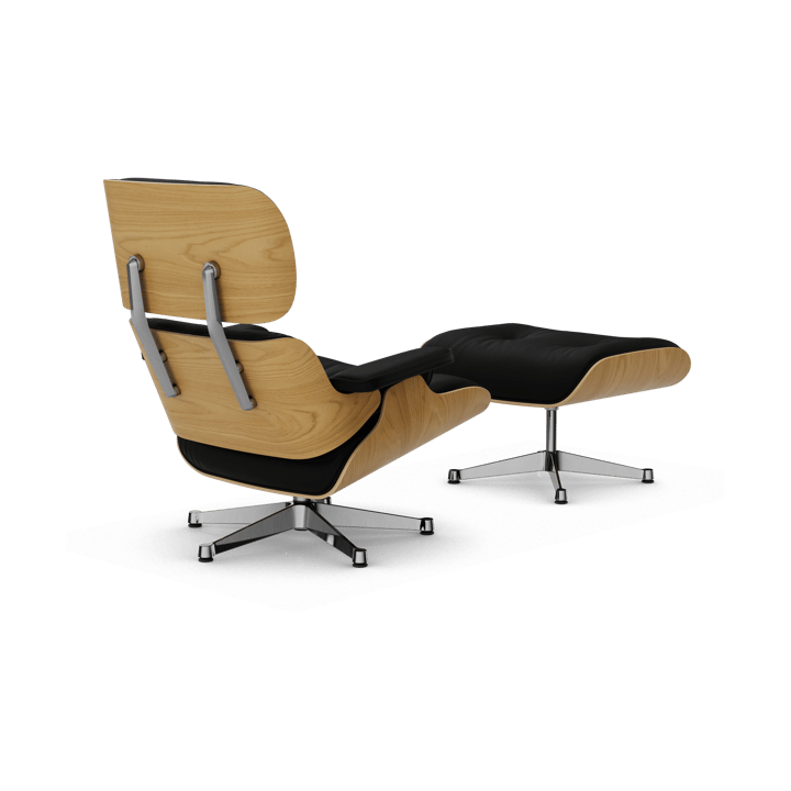 Eames Lounge Chair & Ottoman new dimension, 66 Nero-26 kastanje natural-pol. steel Vitra
