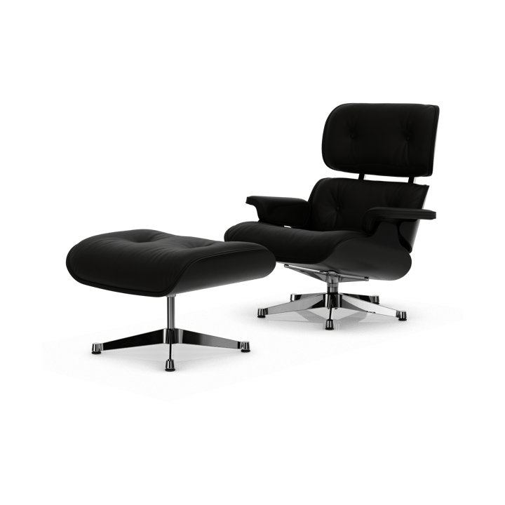 Eames Lounge Chair & Ottoman new dimension - 66 Nero-27 kastanj svart-pol. stål - Vitra