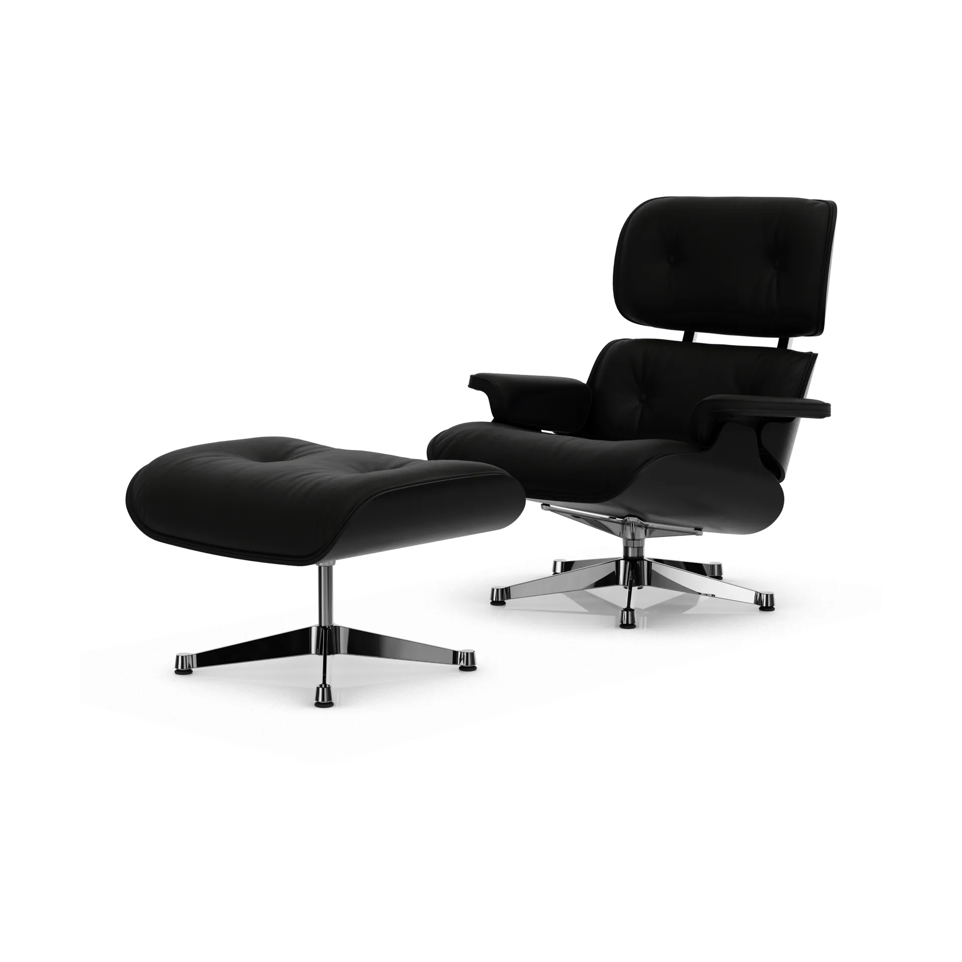 Eames Lounge Chair & Ottoman new dimension, 66 Nero-27 kastanj svart-pol. stål Vitra