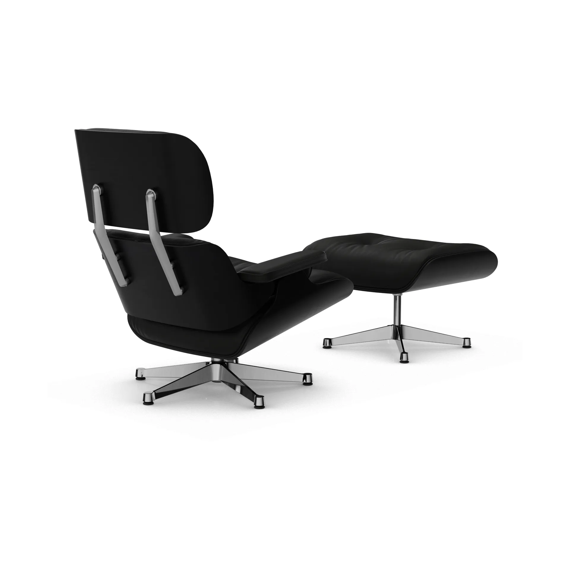 Eames Lounge Chair & Ottoman new dimension, 66 Nero-27 kastanj svart-pol. stål Vitra