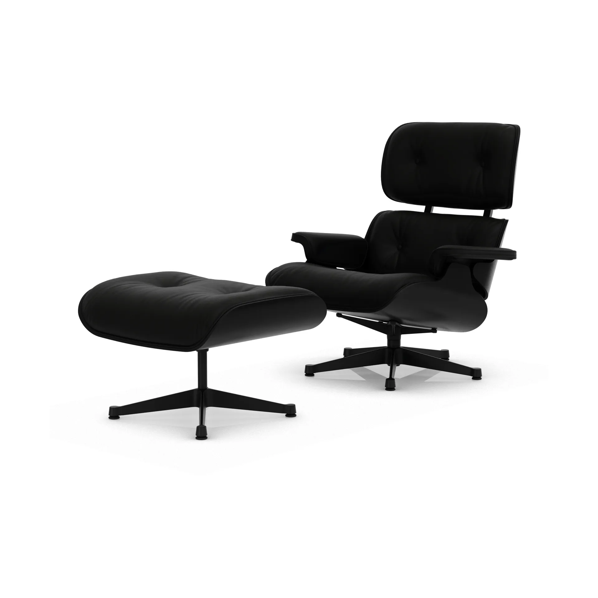 Eames Lounge Chair & Ottoman new dimension, 66 Nero-27 kastanje svart-black steel Vitra