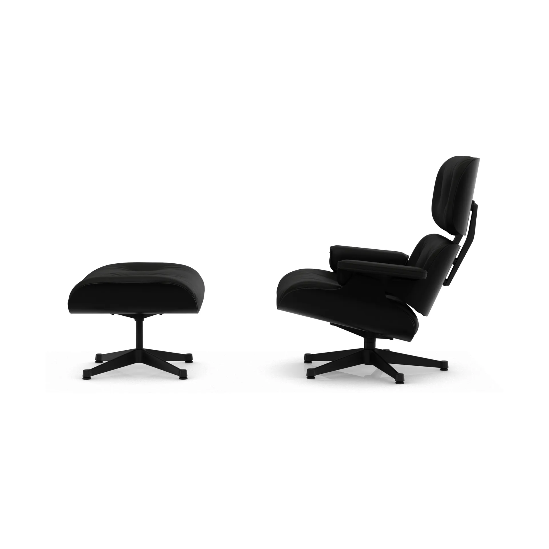 Eames Lounge Chair & Ottoman new dimension, 66 Nero-27 kastanje svart-black steel Vitra