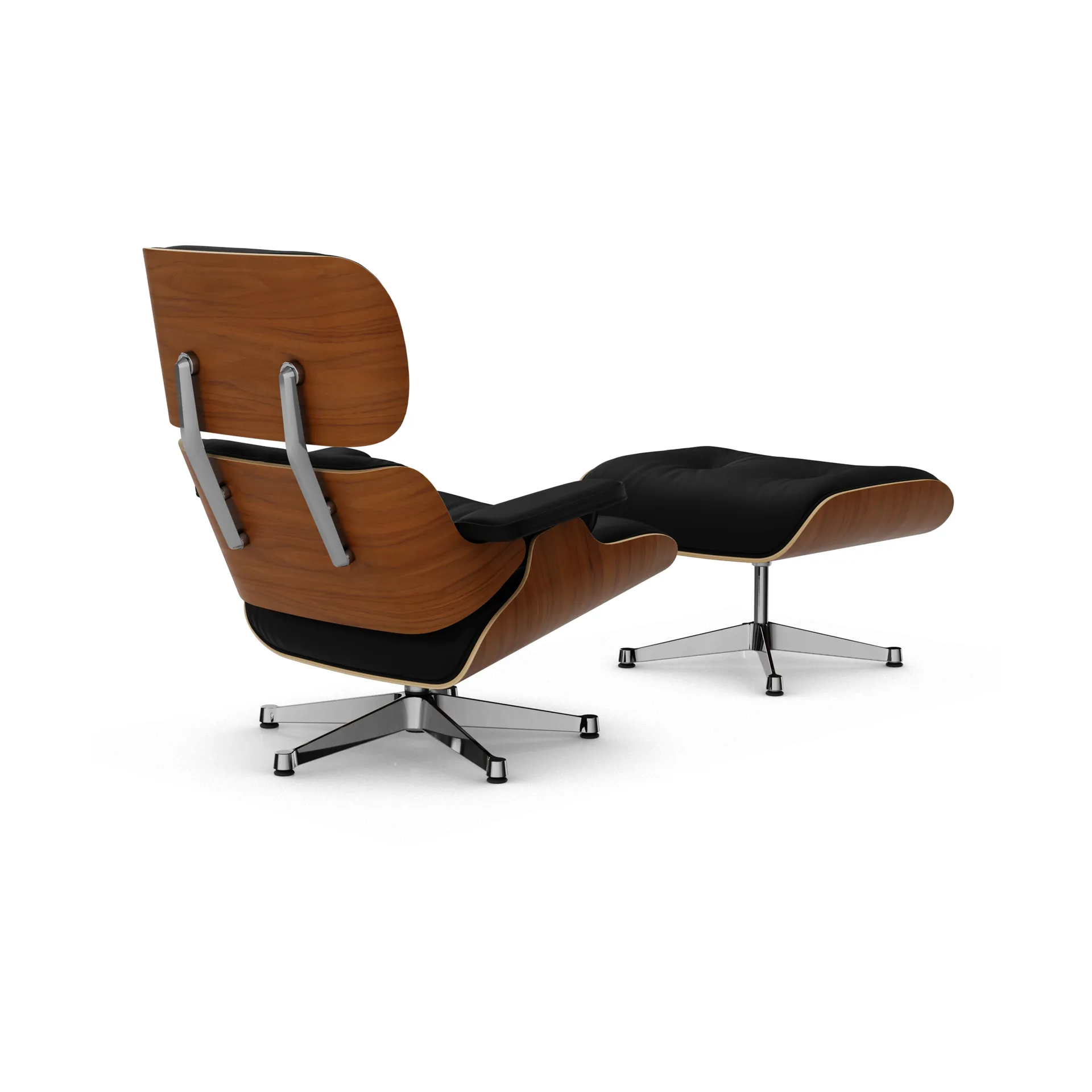 Eames Lounge Chair & Ottoman new dimension, 66 Nero-31 valnøtt naturlig-pol. stål Vitra