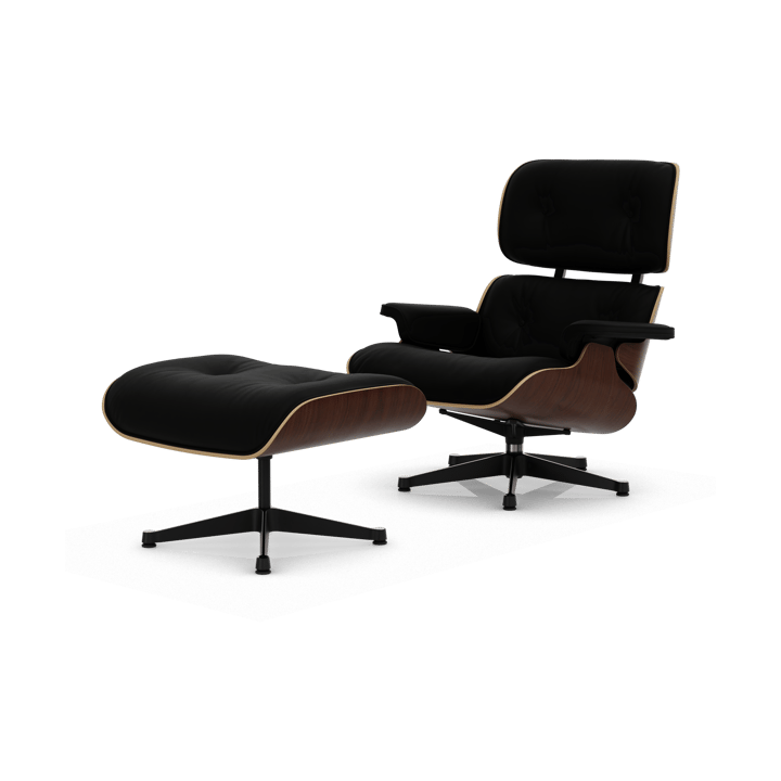 Eames Lounge Chair & Ottoman new dimension - 66 Nero-32 valnøtt mørk-pol. stål-svart - Vitra