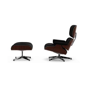 Eames Lounge Chair & Ottoman new dimension - 66 Nero-32 valnøtt mørk-pol. stål - Vitra
