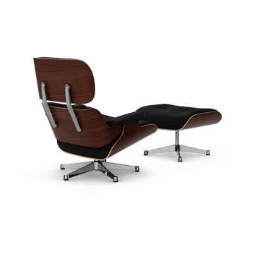 Eames Lounge Chair & Ottoman new dimension - 66 Nero-32 valnøtt mørk-pol. stål - Vitra