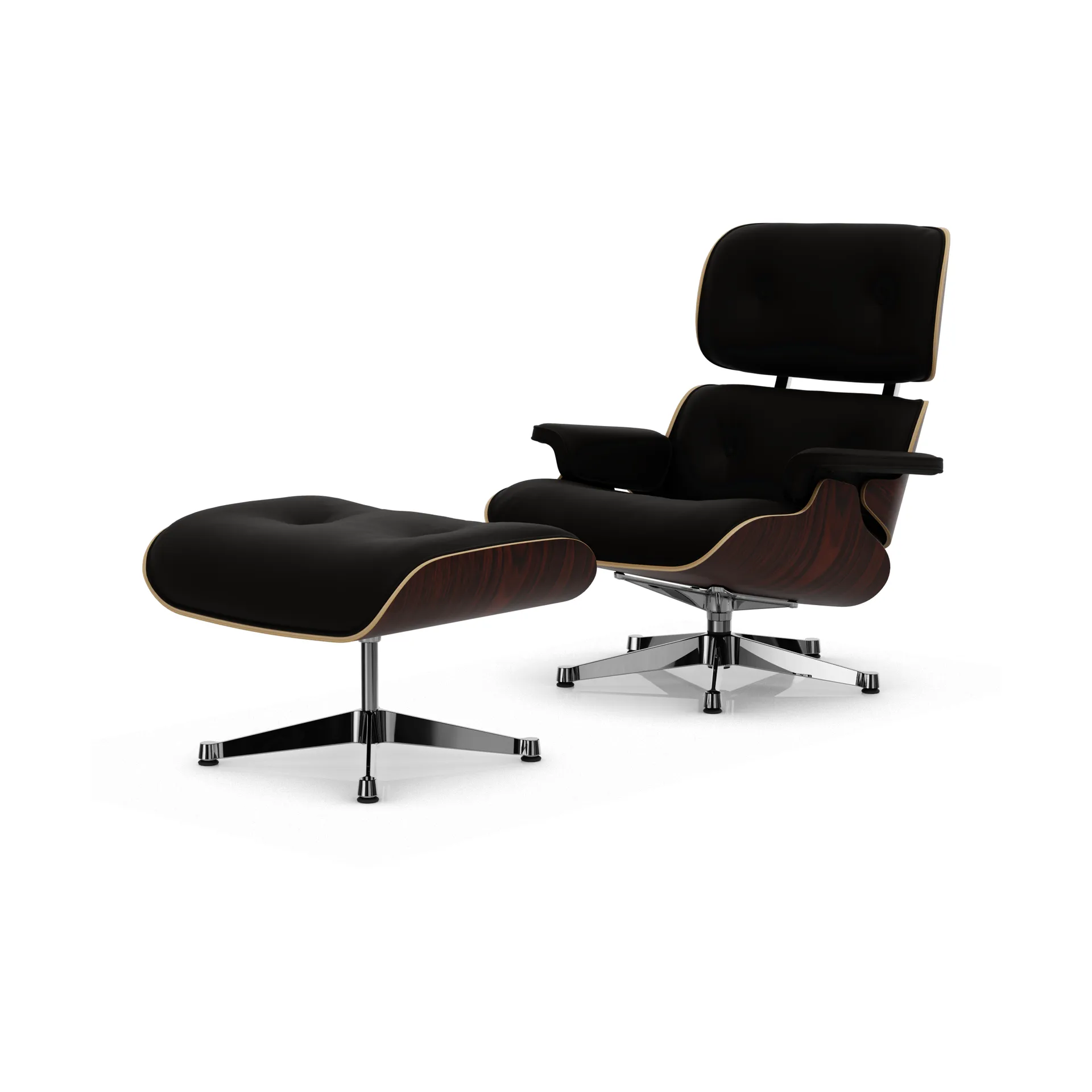 Eames Lounge Chair & Ottoman new dimension, 68 Chocolate-05 santos palisander-pol. steel Vitra