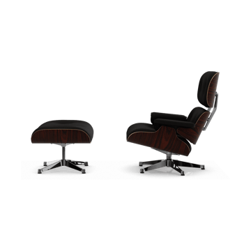 Eames Lounge Chair & Ottoman new dimension - 68 Chocolate-05 santos palisander-pol. steel - Vitra