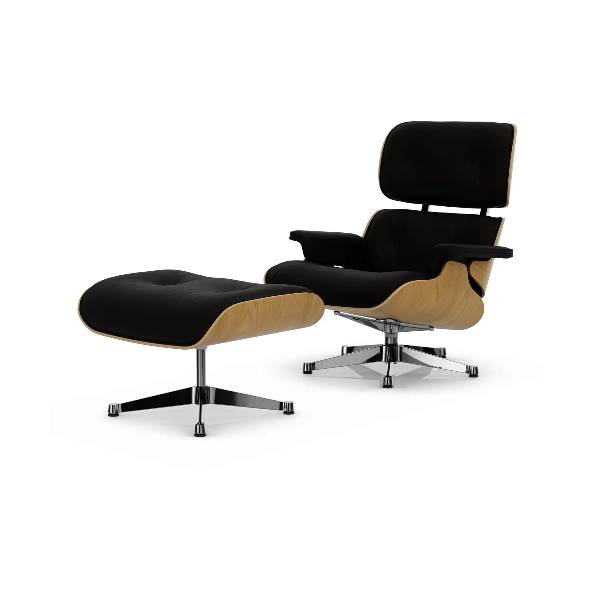 Eames Lounge Chair & Ottoman new dimension, 68 Chocolate-26 kastanje natural-pol. steel Vitra