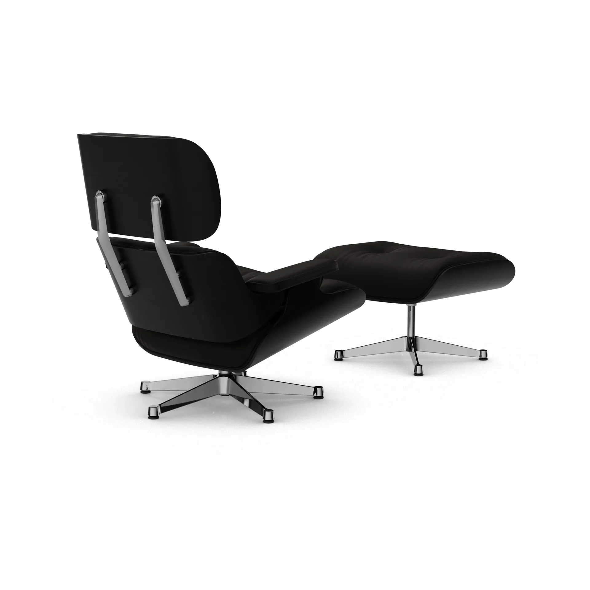 Eames Lounge Chair & Ottoman new dimension, 68 Chocolate-27 kastanj svart-pol. stål Vitra