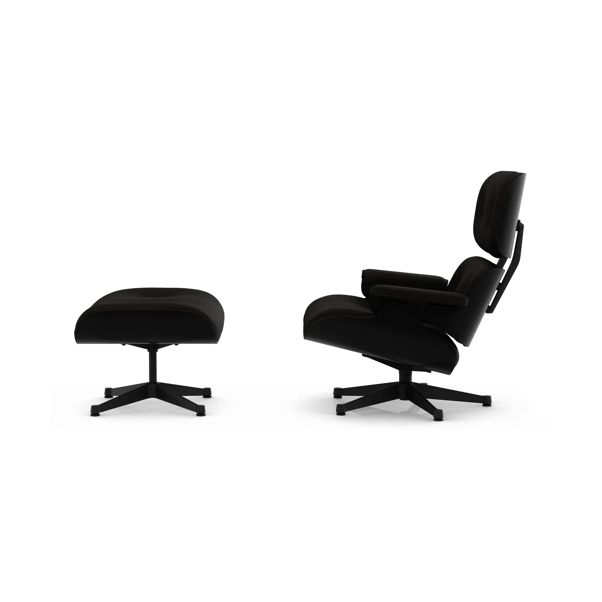 Eames Lounge Chair & Ottoman new dimension, 68 Chocolate-27 kastanj svart-svart stål Vitra