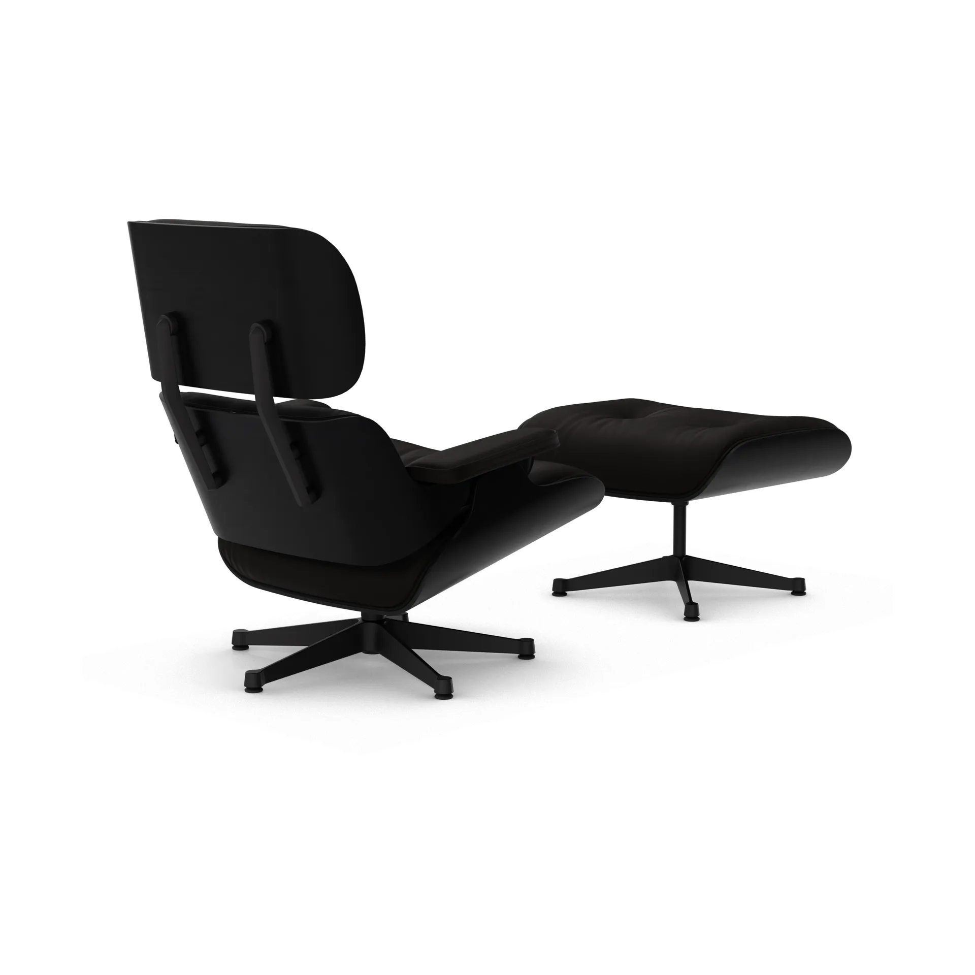 Eames Lounge Chair & Ottoman new dimension, 68 Chocolate-27 kastanj svart-svart stål Vitra