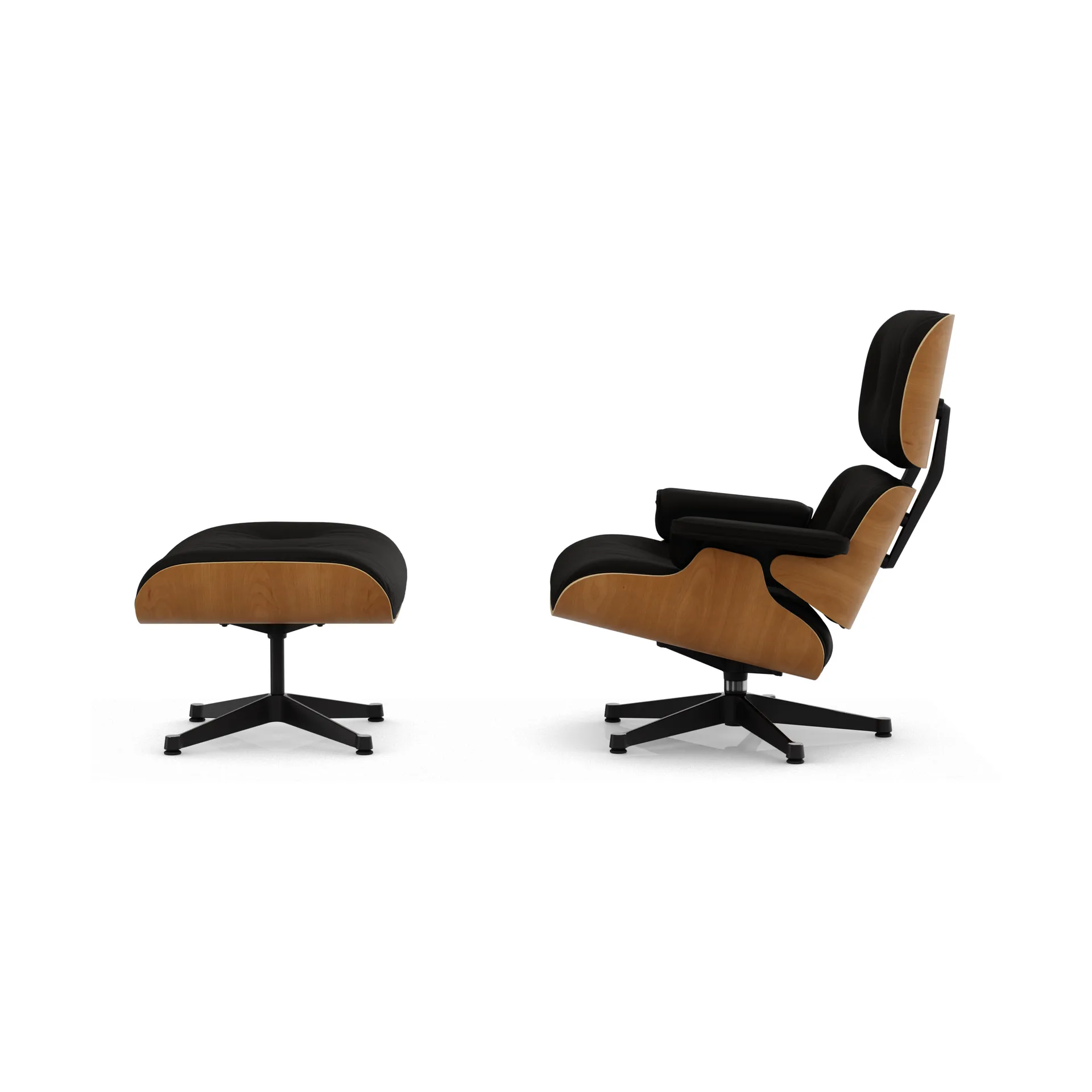 Eames Lounge Chair & Ottoman new dimension, 68 Chocolate-28 cherry natural-pol. steel-black Vitra