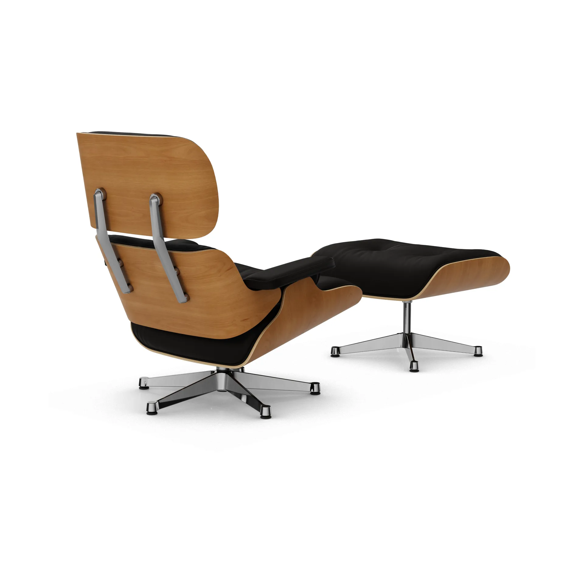 Eames Lounge Chair & Ottoman new dimension, 68 Chocolate-28 kirsebær natur-pol. stål Vitra