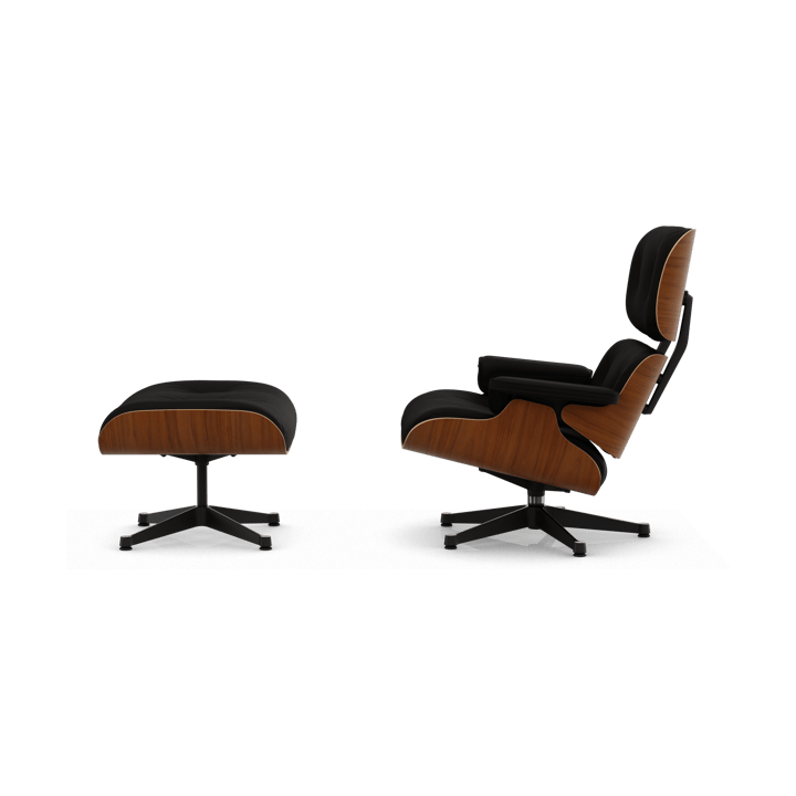 Eames Lounge Chair & Ottoman new dimension, 68 Chocolate-31 valnøtt natural-pol. steel-black Vitra