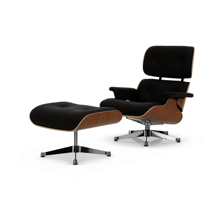 Eames Lounge Chair & Ottoman new dimension - 68 Chocolate-31 valnøtt natural-pol. steel - Vitra
