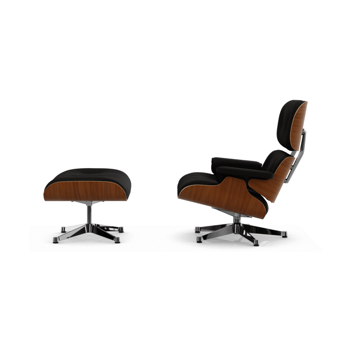 Eames Lounge Chair & Ottoman new dimension, 68 Chocolate-31 valnøtt natural-pol. steel Vitra