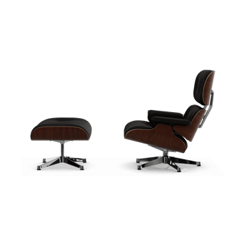 Eames Lounge Chair & Ottoman new dimension - 68 Chocolate-32 valnøtt dark-pol. steel - Vitra