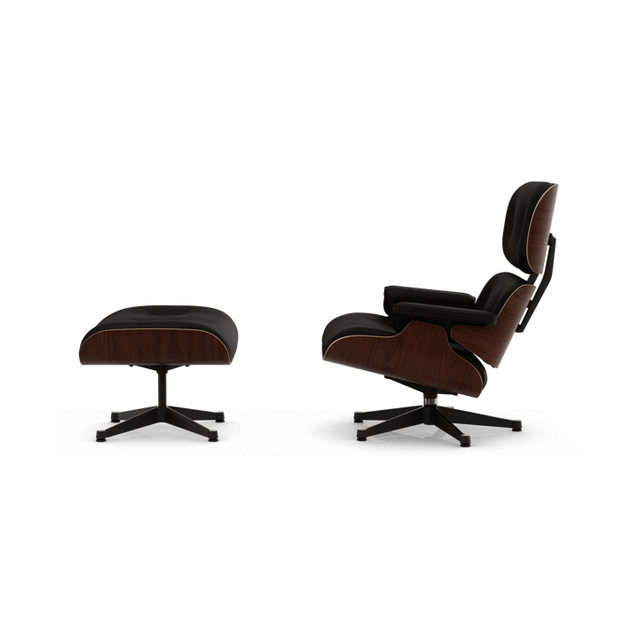 Eames Lounge Chair & Ottoman new dimension, 68 Chocolate-32 valnøtt mørk-pol. stål-svart Vitra